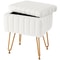 JHK Faux Fur Vanity Storage Stool With Hidden Compartment Plush Makeup Ottoman With Gold Metal Leg 5