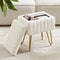 JHK Faux Fur Vanity Storage Stool With Hidden Compartment Plush Makeup Ottoman With Gold Metal Leg 8