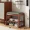 Teng Solid Wood Woven Shoe Bench MultiLayer Entryway Shoe Changing Stool With Storage 15