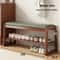 Teng Solid Wood Woven Shoe Bench MultiLayer Entryway Shoe Changing Stool With Storage 17