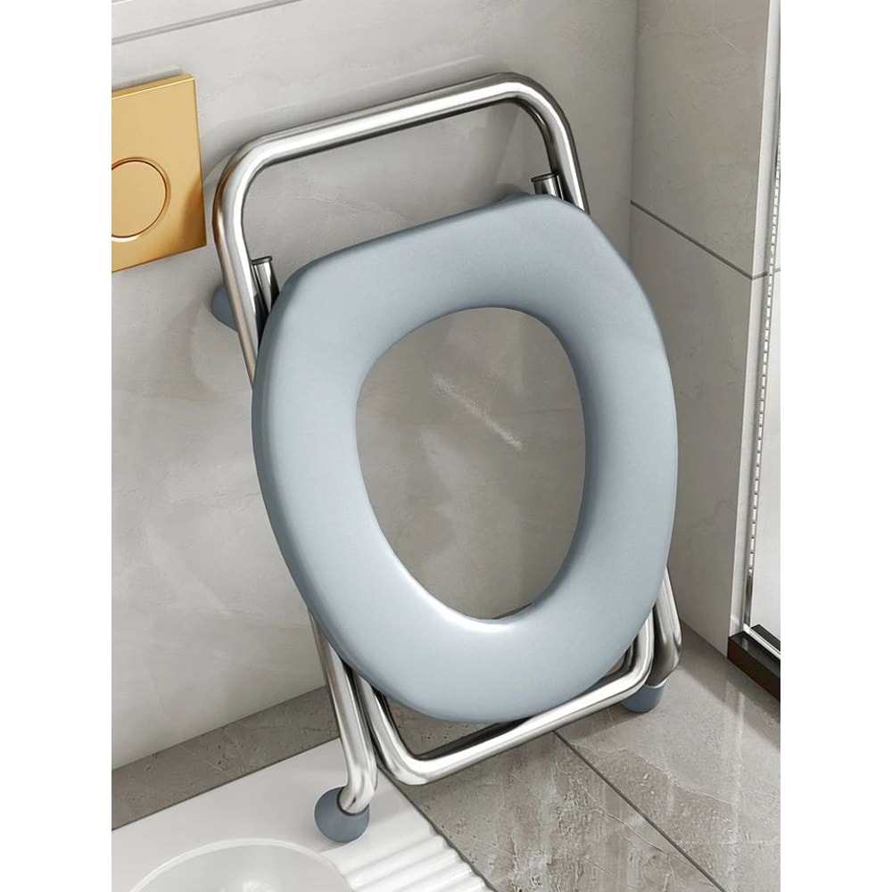 Foldable Stainless Steel Bedside Commode Chair Portable Toilet Chair For Elderly Pregnant Women 0