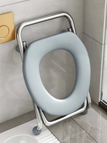 Foldable Stainless Steel Bedside Commode Chair – Portable Toilet Chair for Elderly & Pregnant Women