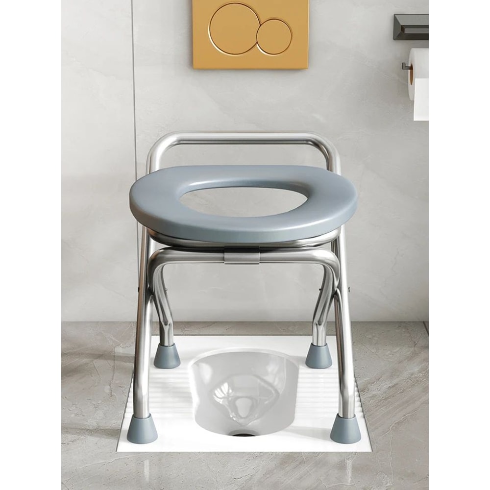 Foldable Stainless Steel Bedside Commode Chair Portable Toilet Chair For Elderly Pregnant Women 1