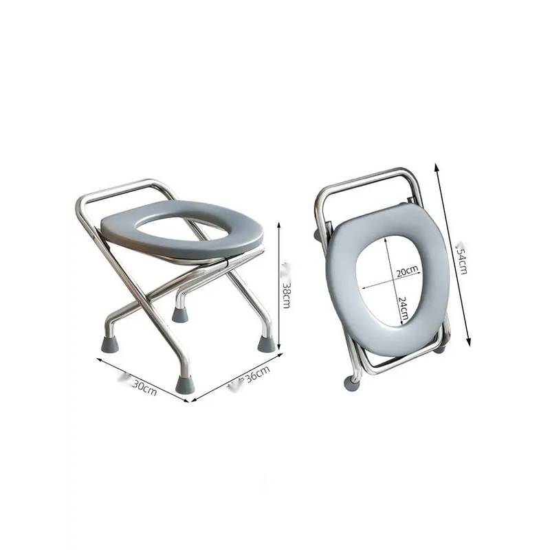 Foldable Stainless Steel Bedside Commode Chair Portable Toilet Chair For Elderly Pregnant Women 2