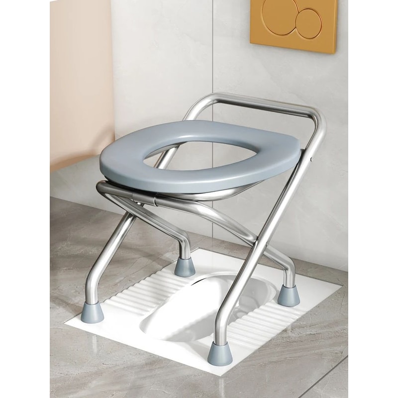 Foldable Stainless Steel Bedside Commode Chair Portable Toilet Chair For Elderly Pregnant Women 4