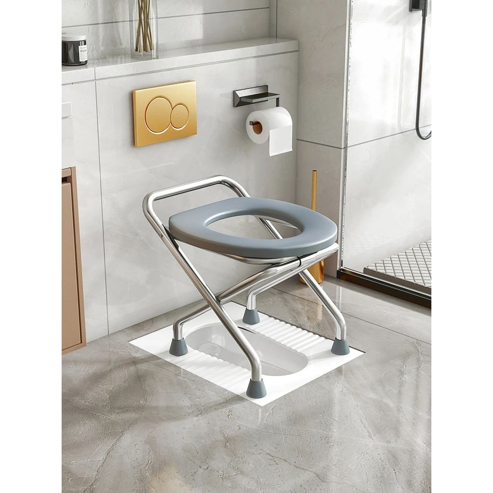 Foldable Stainless Steel Bedside Commode Chair Portable Toilet Chair For Elderly Pregnant Women 7