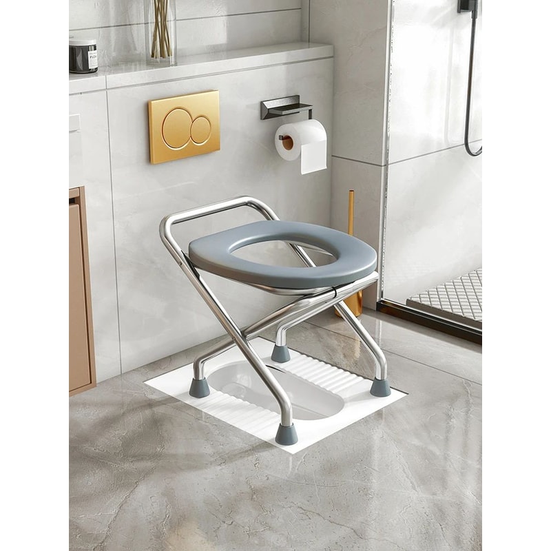 Foldable Stainless Steel Bedside Commode Chair Portable Toilet Chair For Elderly Pregnant Women 7