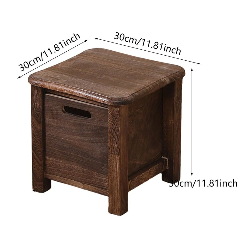 Nordic Solid Wood Storage Stool With Drawer Square Entryway Shoe Bench Bedside Table 5