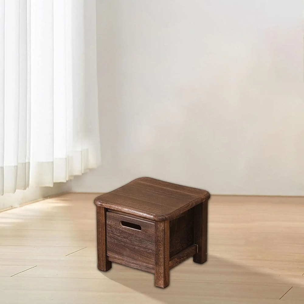Nordic Solid Wood Storage Stool With Drawer Square Entryway Shoe Bench Bedside Table 6
