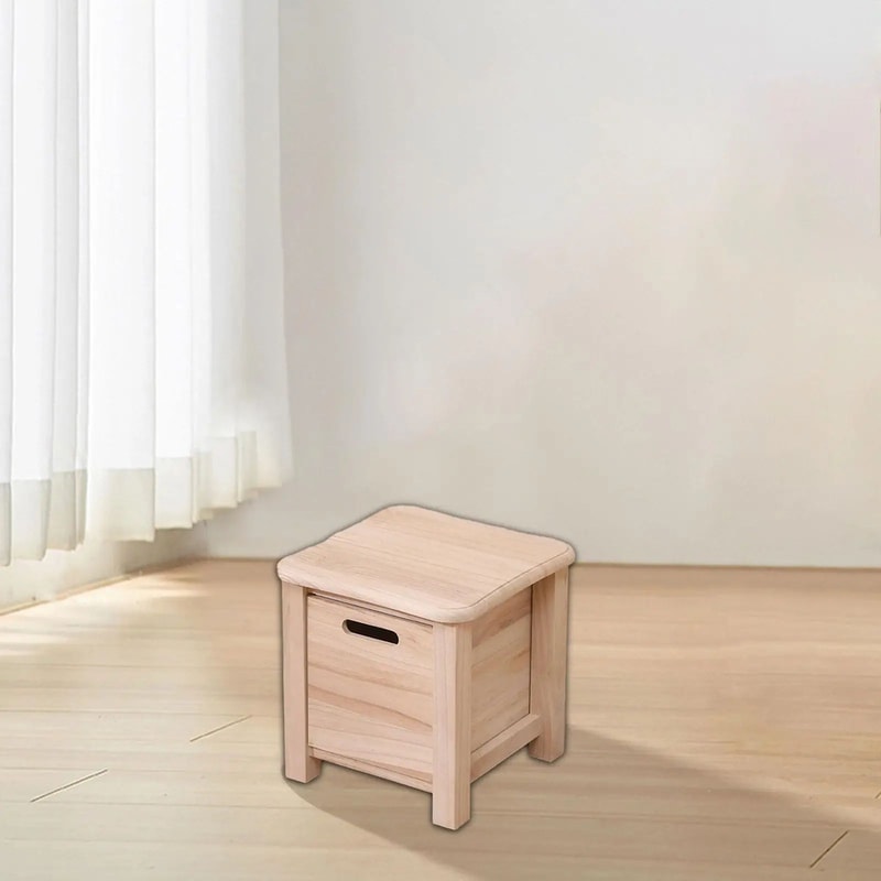 Nordic Solid Wood Storage Stool With Drawer Square Entryway Shoe Bench Bedside Table 10