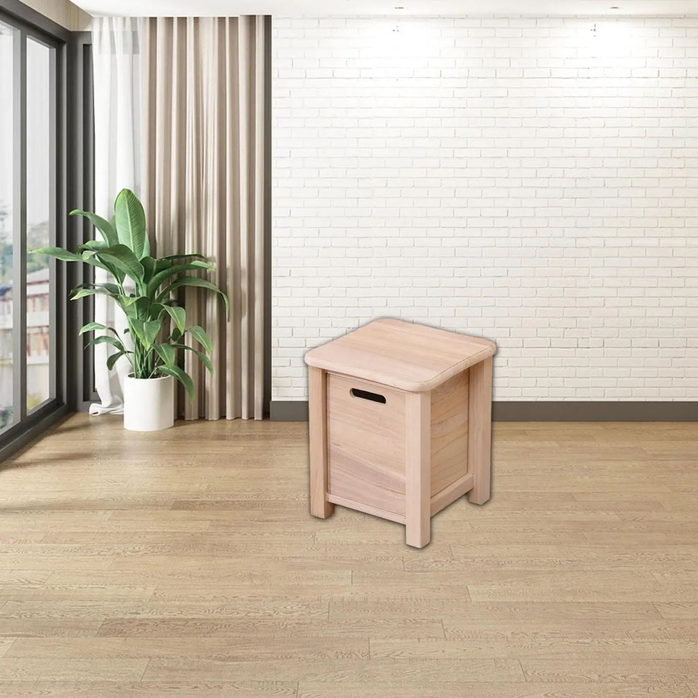 Nordic Solid Wood Storage Stool With Drawer Square Entryway Shoe Bench Bedside Table 11