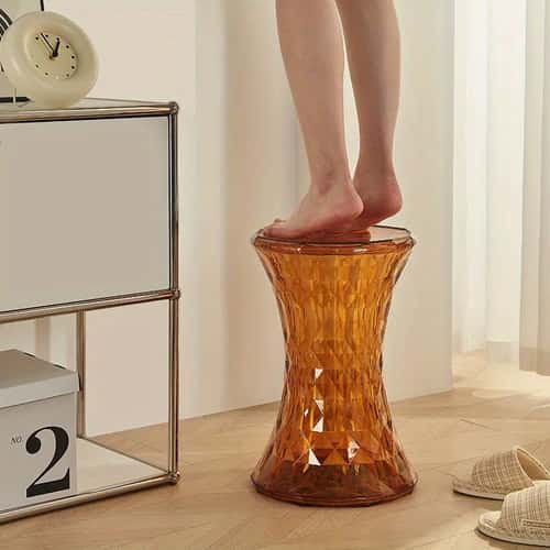 Luxury Acrylic Storage Stool – Transparent Modern Bathroom & Living Room Accent Seat