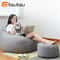 Round Linen Bean Bag Ottoman Filled Pouf Footstool For Living Room Tatami Seating 2