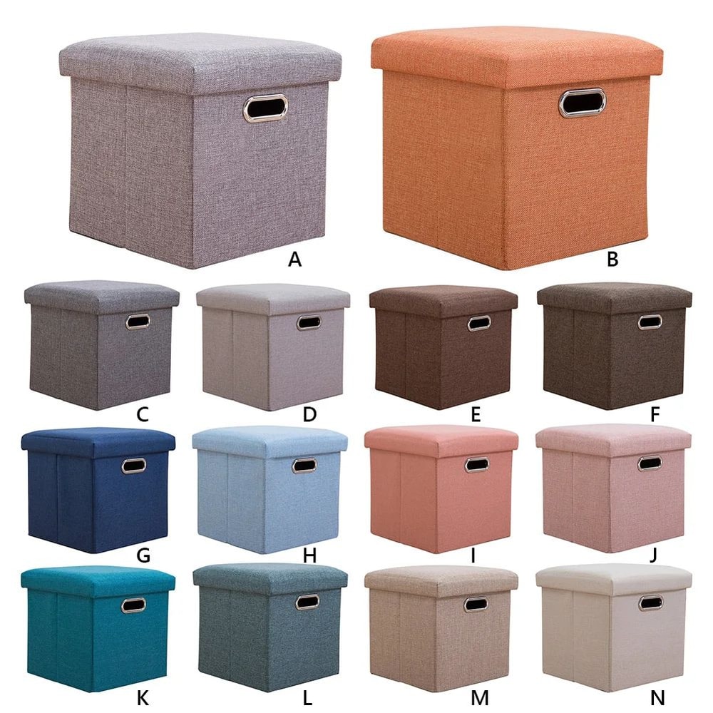 Folding Storage Ottoman Cube Collapsible Footrest Stool With Padded Lid For Living Room Dorm 2