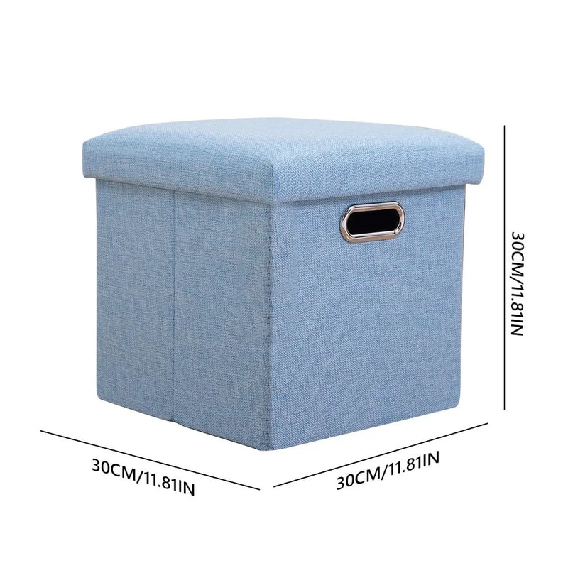 Folding Storage Ottoman Cube Collapsible Footrest Stool With Padded Lid For Living Room Dorm 5