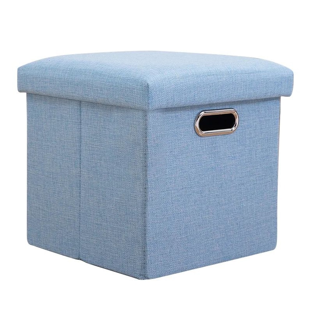 Folding Storage Ottoman Cube Collapsible Footrest Stool With Padded Lid For Living Room Dorm 14