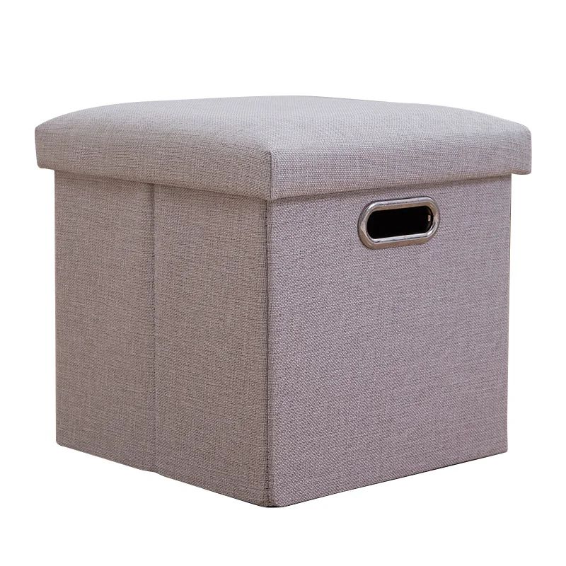 Folding Storage Ottoman Cube Collapsible Footrest Stool With Padded Lid For Living Room Dorm 15