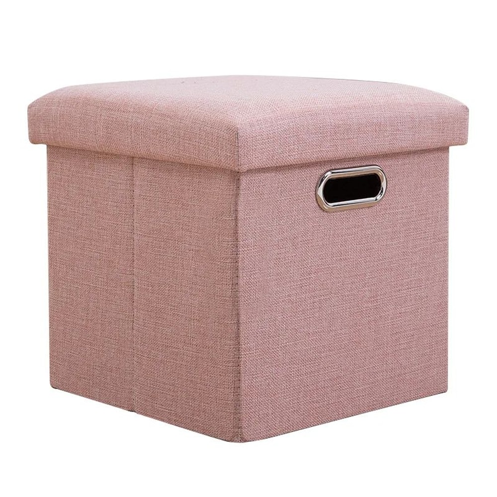 Folding Storage Ottoman Cube Collapsible Footrest Stool With Padded Lid For Living Room Dorm 16