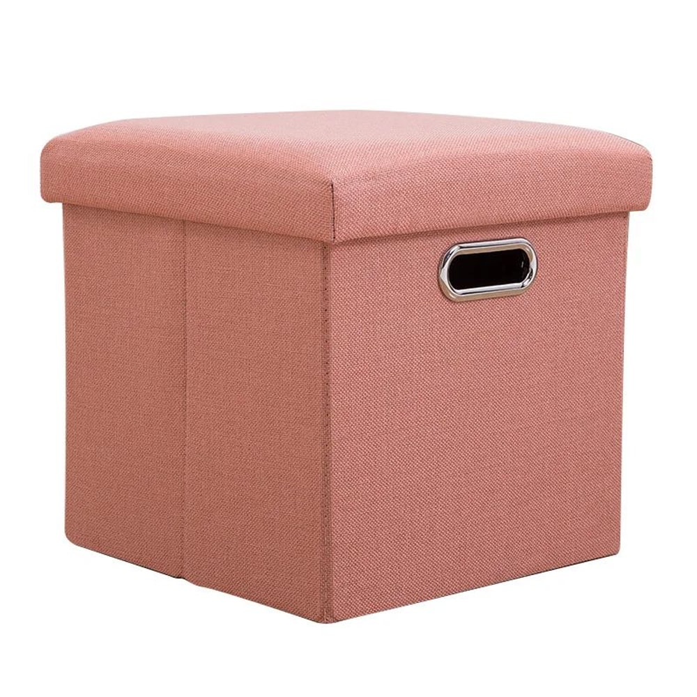Folding Storage Ottoman Cube Collapsible Footrest Stool With Padded Lid For Living Room Dorm 17
