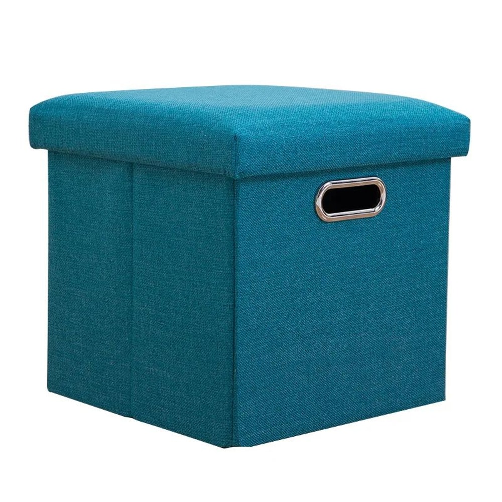 Folding Storage Ottoman Cube Collapsible Footrest Stool With Padded Lid For Living Room Dorm 7