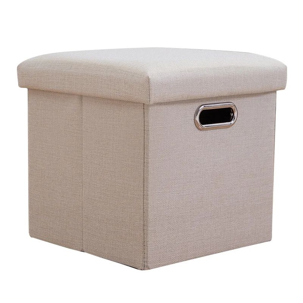 Folding Storage Ottoman Cube Collapsible Footrest Stool With Padded Lid For Living Room Dorm 13