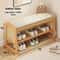 Rattan Woven Shoe Bench With Solid Wood Frame Entryway MultiLayer Storage Stool 8