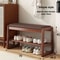 Rattan Woven Shoe Bench With Solid Wood Frame Entryway MultiLayer Storage Stool 22