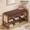 Rattan Woven Shoe Bench With Solid Wood Frame Entryway MultiLayer Storage Stool 25