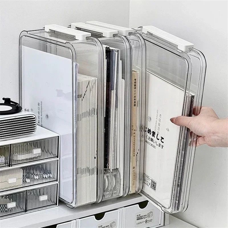 Clear Acrylic A4 File Organizer Box Transparent Desktop Document Paper Storage Case 0