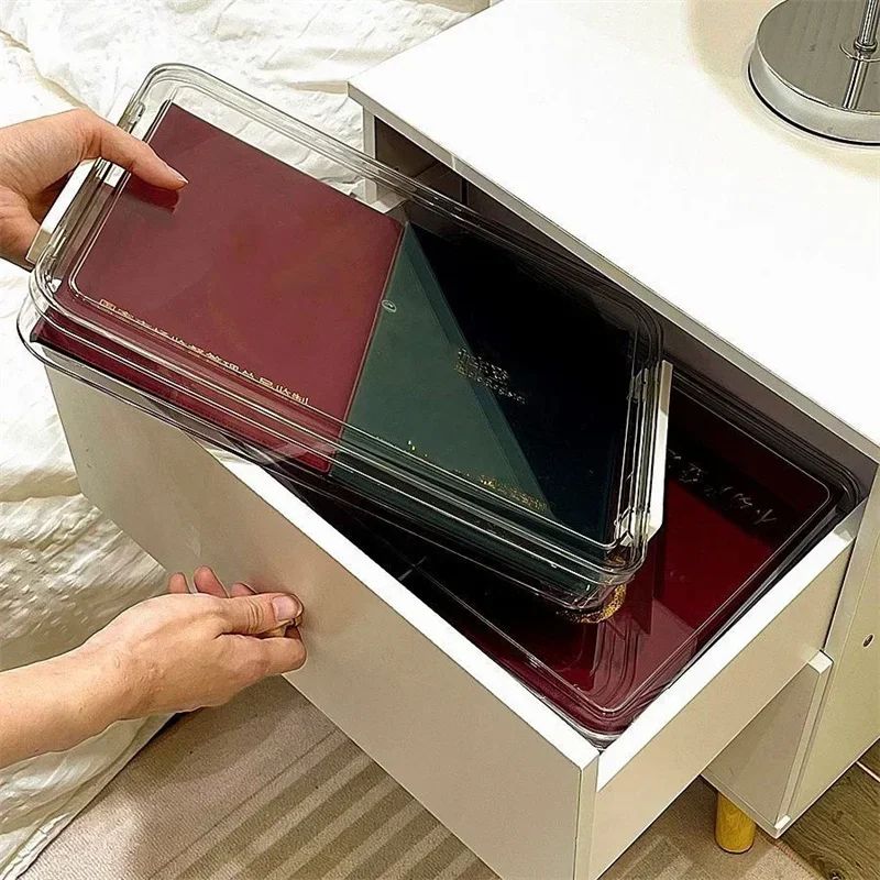 Clear Acrylic A4 File Organizer Box Transparent Desktop Document Paper Storage Case 4