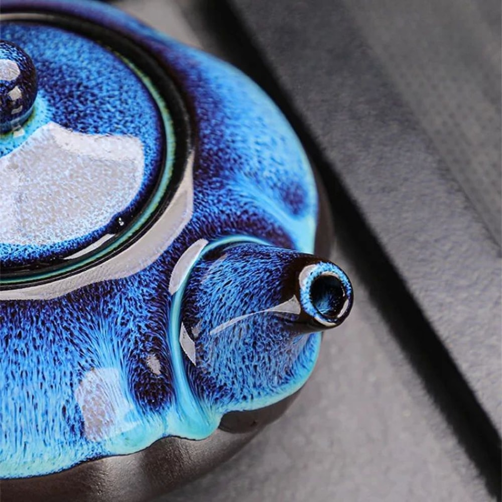 Jun Kiln Ceramic Kung Fu Tea Set Alluvial Gold Chinese Teapot Cup Set 2