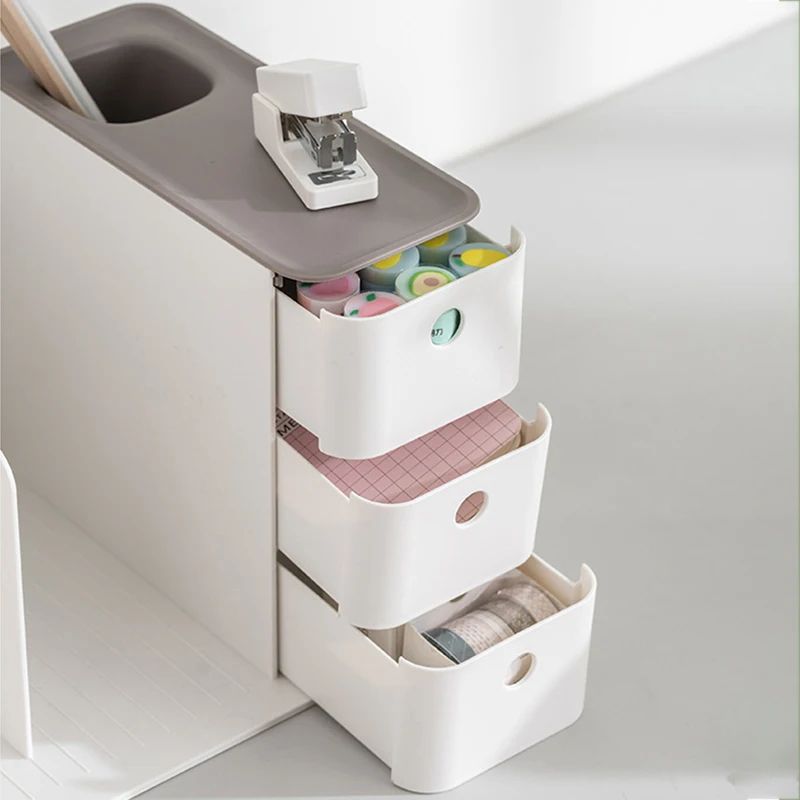 Desktop Book Holder With Dual Drawers Bookends Magazine File Organizer Rack 3