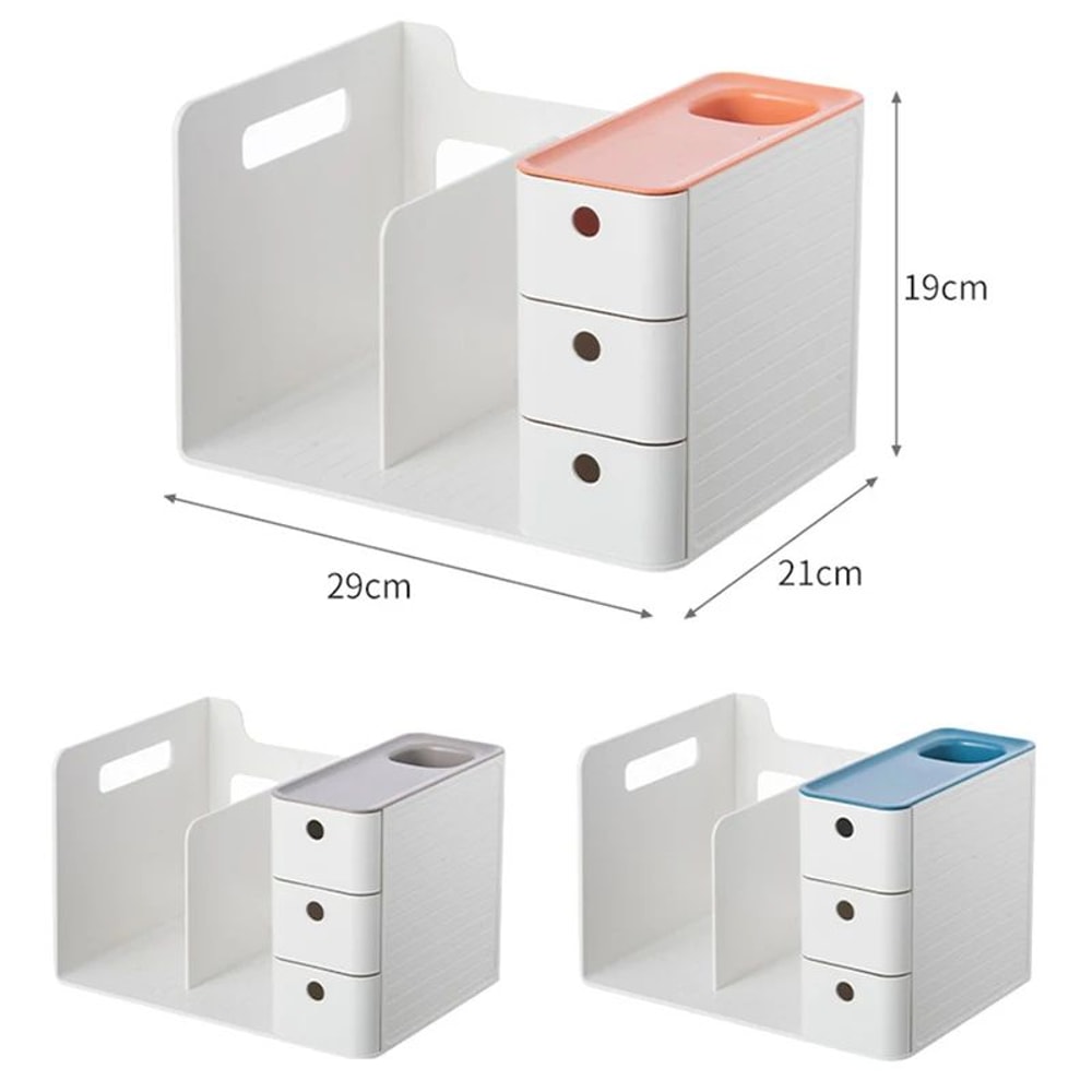 Desktop Book Holder With Dual Drawers Bookends Magazine File Organizer Rack 5