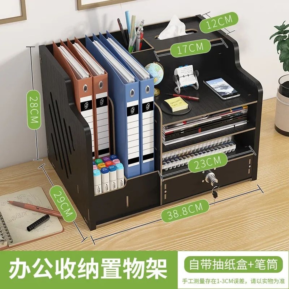MultiLayer Desktop Storage Box With Lock Office File Drawer Workstation Organizer Rack 10