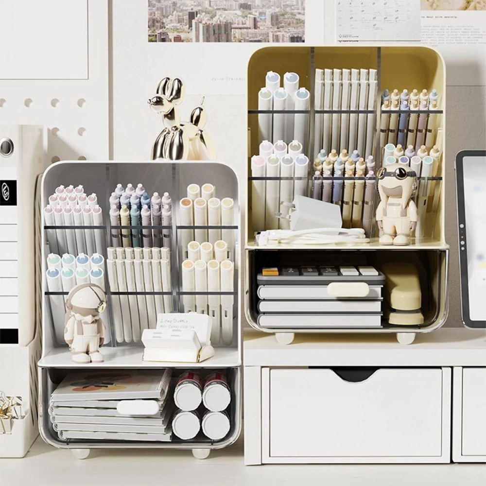 Large Capacity Clear Oblique Pen Holder MultiLayer Desk Stationery Storage Organizer 1