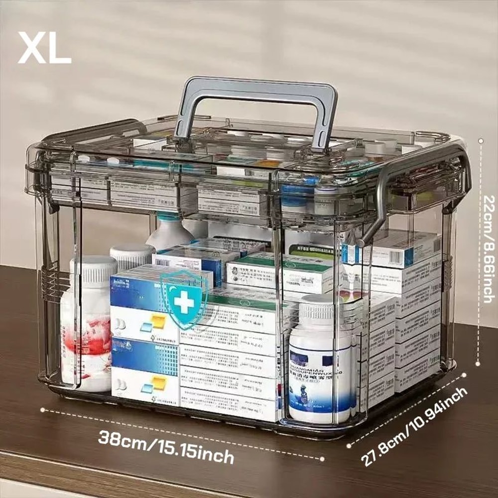 ClearView Plastic First Aid Storage Box With Removable Tray Thickened Medicine Organizer Chest 8