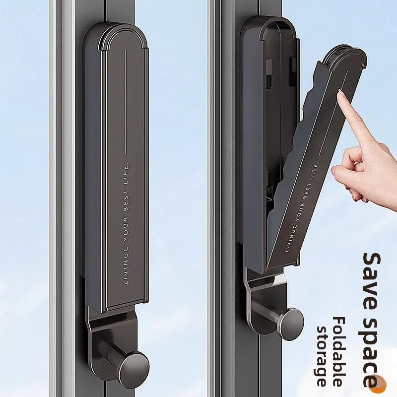 AeroDry Foldable Window Clothes Rack Retractable NoDrill Space Aluminum Drying Shelf 0