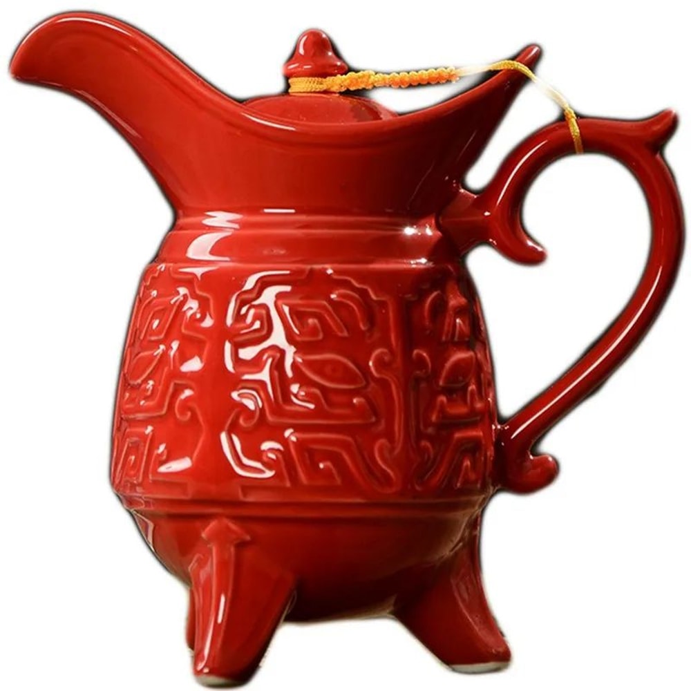 ImperialCharm Retro Ceramic Baijiu Wine Set One Catty Pot With 12 Cups Gift Box Edition 4