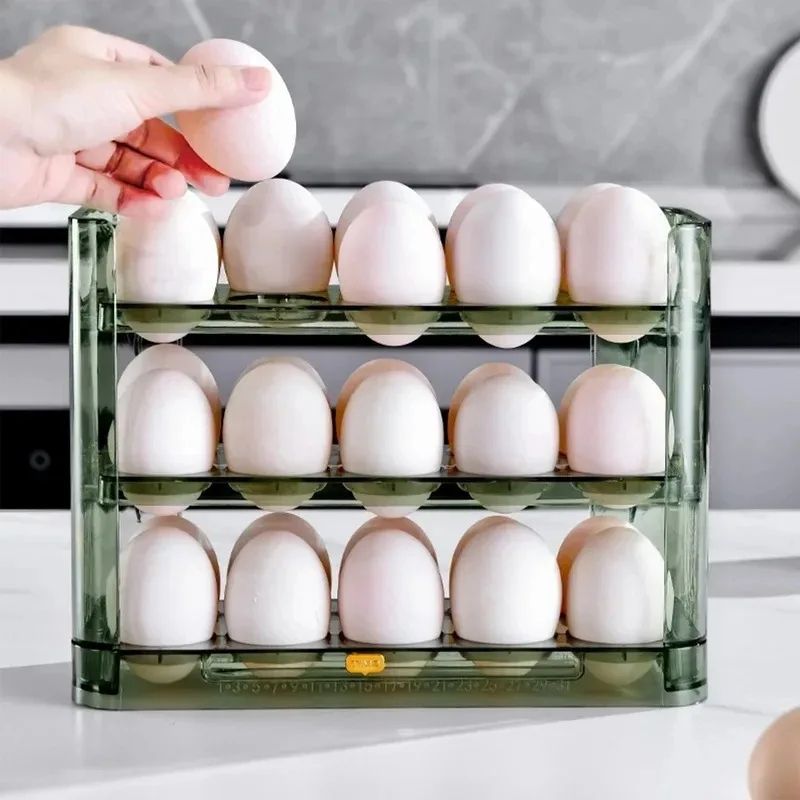 3Layer Refrigerator Egg Storage Box Side Door Reversible Egg Organizer Tray 1