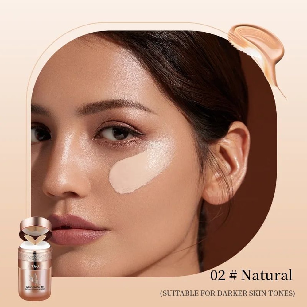 Air Cushion BB Cream With Butterfly Powder Puff Moisturizing Waterproof OilControl Foundation 6