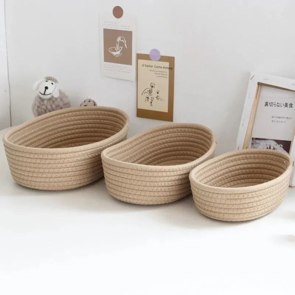 Nordic Cotton Rope Woven Storage Basket Decorative Desktop Organizer For Keys Cosmetics 3