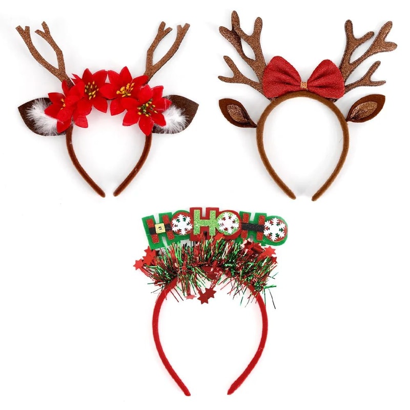 Christmas Reindeer Antler Headband For Women Cute Deer Horn Holiday Hair Accessory 5