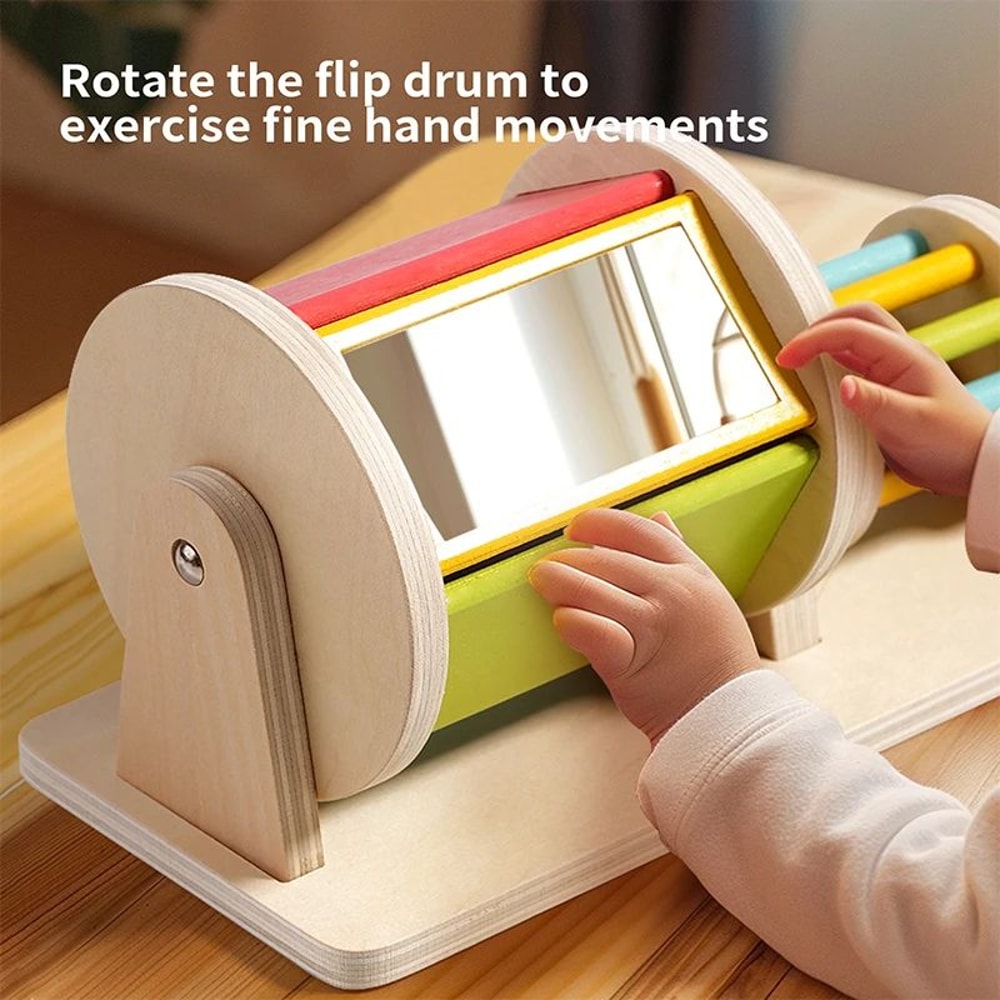 Spin Learn Montessori Wooden Spinning Drum Toy For Toddlers 3