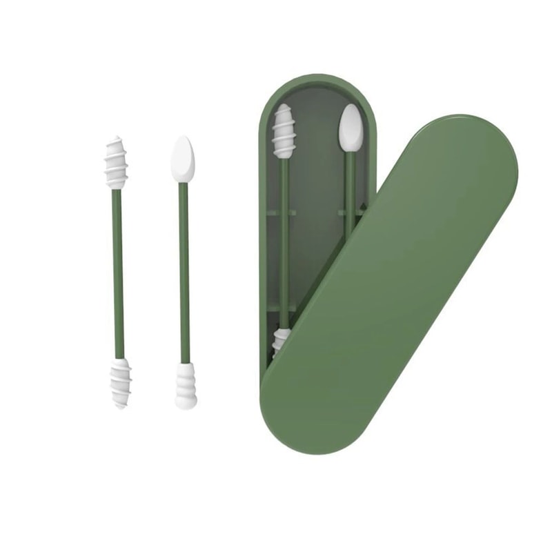 Reusable Silicone Ear Swabs With Travel Case DoubleHeaded Cleaning Makeup Correction Buds 7