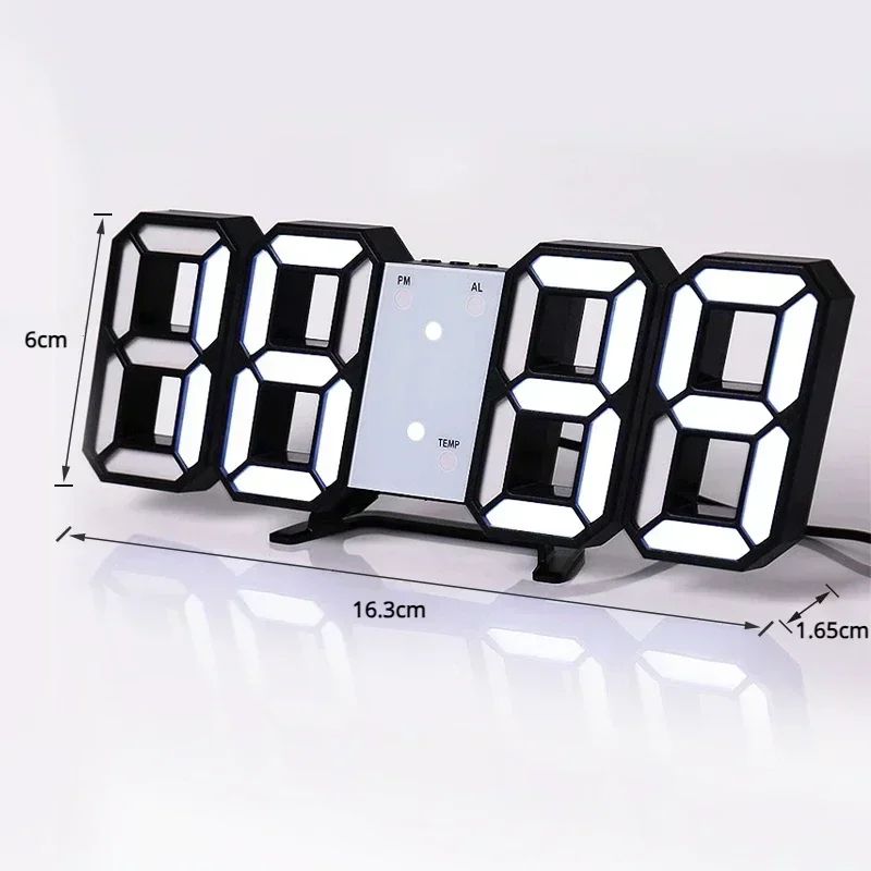 3D LED Digital Wall Clock With Night Mode Modern USB Powered Room Decor Clock 4