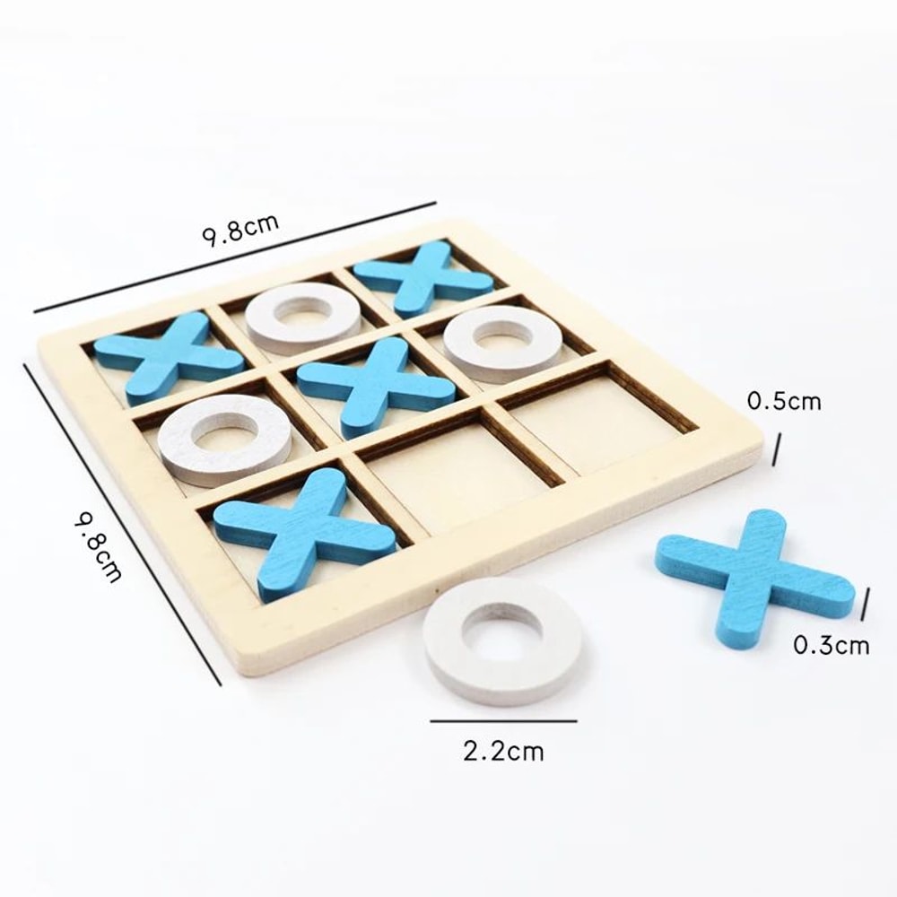 Montessori Wooden XO Puzzle Chess Game Educational Brain Training Toy For Kids 5