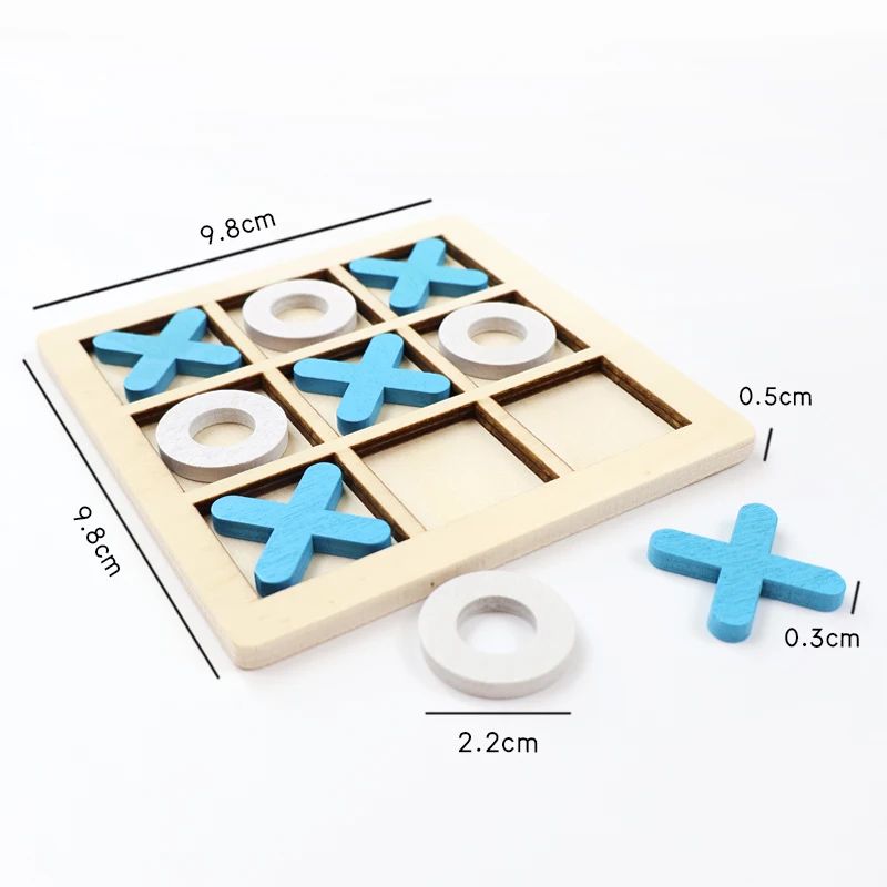 Montessori Wooden XO Puzzle Chess Game Educational Brain Training Toy For Kids 5