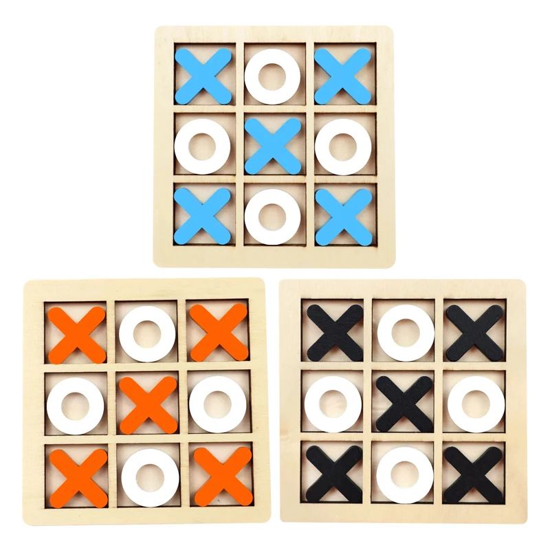 Montessori Wooden XO Puzzle Chess Game Educational Brain Training Toy For Kids 6