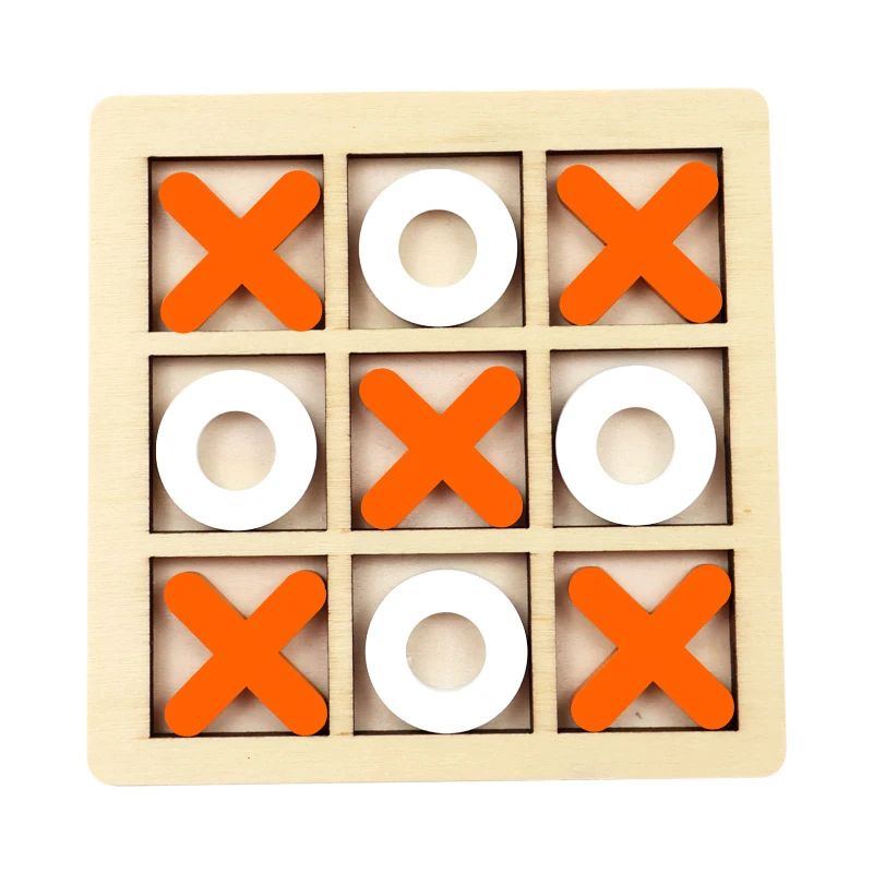 Montessori Wooden XO Puzzle Chess Game Educational Brain Training Toy For Kids 8