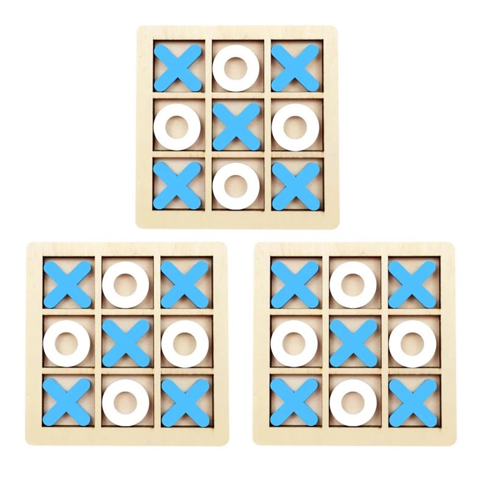 Montessori Wooden XO Puzzle Chess Game Educational Brain Training Toy For Kids 10
